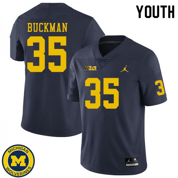 Youth Michigan Wolverines #35 Luke Buckman Navy Alumni Jersey